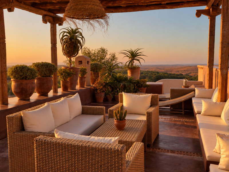 Terrasse sur le toit de Tagardet Lodge. DR